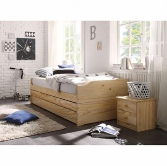 Postel, rozkládací dřevěná postel na tři lůžka - 8