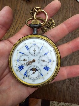 Velké kapesní hodinky s kalendářem a lunarními fazemi - 8