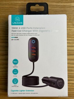 Značková nabíječka do auta 156W, 3x USB + USB-C + CL, NOVÁ - 8