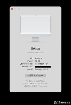Prodám Apple iMac 24” M1 (2021) – 16 GB RAM / 1TB SSD - 8