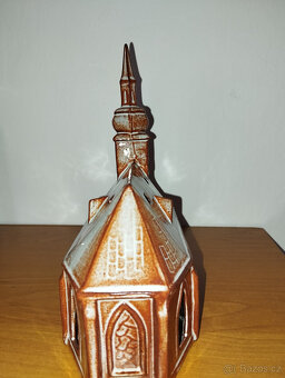 Keramický kostel, svícen, na svíčku - 8