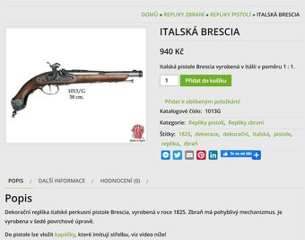 Replika - Italská pistole Brescia - 8