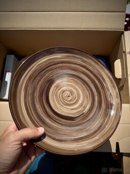 Keramická čajová souprava – točená hnědá glazura - 8