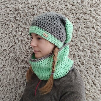 🍂 Podzimní / zimní homeless souprava čepice, nákrčník - 8