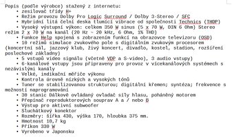 Prodám TECHNICS SA-TX50 RECEIVER - 8