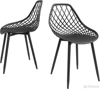 Nový set 4 jídelní židle, černá, plast a kov - 8