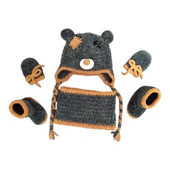 Medvídková čepice, botičky + rukavice - 8