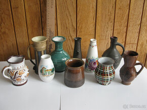 Retro keramika,džbány na pivo, vhodná na chalupu,váza modrá - 8
