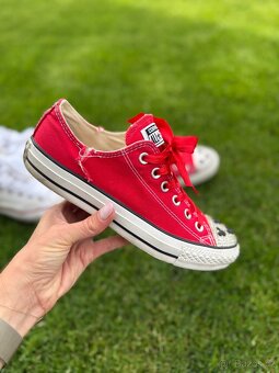 2x luxusní červené + bíle converse s kamínky Swarovski - 8