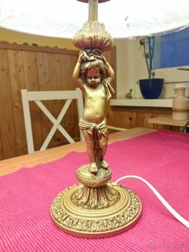 Dvě starožitné mosazné lampy s andělíčky - 8