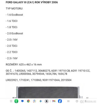 Chladič klimakompresoru mondeo mk4 , galaxy3 , s- max - 8