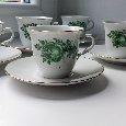 Čajový servis Thun Natalie č. 52 – zelená růže (6 šálků, 6 p - 8