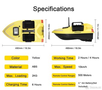 Tříkomora loďka s GPS s baterií 12000mAh včetně obalu - 8