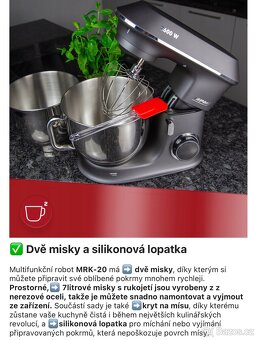 Kuchyňský planetární robot 2 misky v sadě MPM MRK-20 2600 W - 8