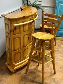 Dřevěný bar a 3 barové židle, masiv borovice - 8