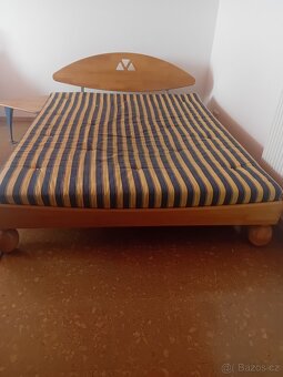 postel dvoulůžko, buk masiv, rošty, matrace - 8