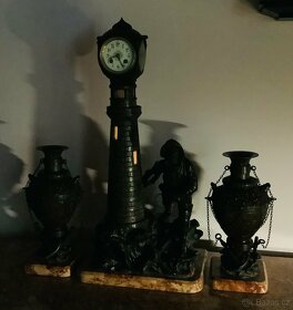 Starožitné Svítící Lodní Hodiny+ Vázy Francie - 8