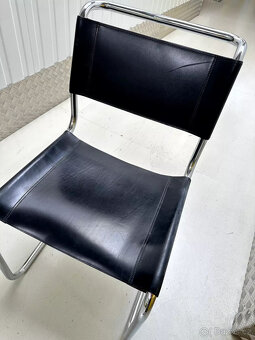7 x Thonet S33 Konzolová židle Bauhaus Classic Kůže černá - 8