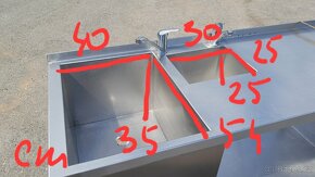 Nerezový stůl s 2x dřezem, 2x barerii a sp. polici 150x60x90 - 8