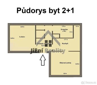 Byt 2+1, 49,3 m2, J. Plachty, České Budějovice - 8