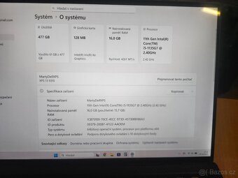 Dell XPS 13 i5-1135G7 16GB graf Karta 128MB RAM 16 - 8