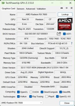 ☑️Herní PC RYZEN 5 5500,RX 7600 8 GB,32 GB RAM,1 TB SSD - 8