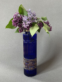 Kobaltová reliéfní váza 25 cm, Walther Glas - 8