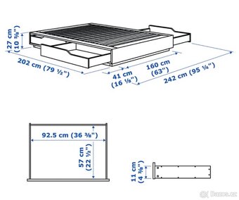 Rám postele s úložnými zásuvkami a matrací IKEA MANDAL - 8