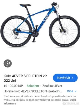 Prodám pěkné zachovalé Horské kolo 4EVER SCELETON - 8