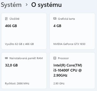 Herní PC – i5-10400F / GTX 1650 / 32GB RAM / SSD 500GB - 8