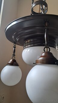 Starožitný secesní lustr, patinovaná mosaz, secese.. - 8