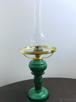 Starožitná petrolejová lampa (malachitová) - 8