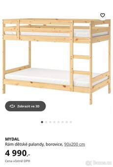MYDAL Rám dětské palandy borovice +  2x matrace - jako nová - 8