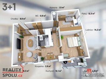 Prodej, byty/3+1, 73 m2, Bezděkov 1835/79, 59401 Velké Meziř - 8