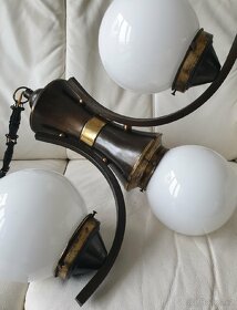 Starožitný lustr art deco na řetězu mosaz velký - 8