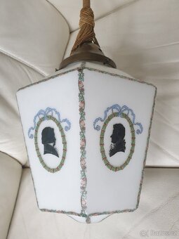 Starožitný lustr na tyči - stínítko stínohra - 8