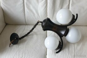 Starožitný lustr art deco na řetězu tmavá mosaz I - 8