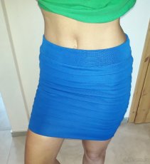 Sexy modrá mini sukně minisukně vel S s řasením 36 - 8