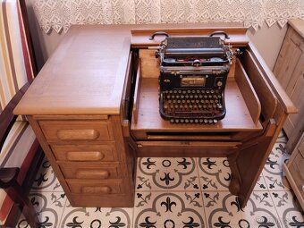 Starožitný, americký, psací stůl s roletou - 8