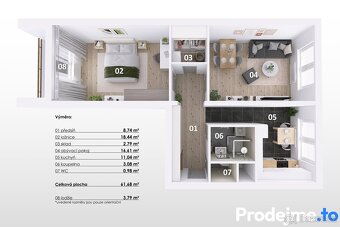 Prodej bytu 2+1, 66,3 m2, Brno - Stará Osada, ev.č. 100036 - 8