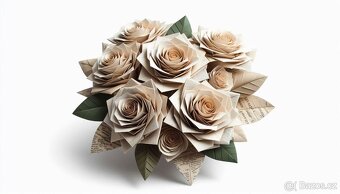 Papírová origami kytice růží - 8