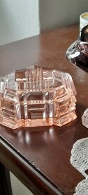 Mísa hutní sklo, skleněný pes a šperkovnice art deco - 8