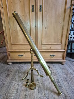Velký starožitný mosazný dalekohled, 19.st.,Anglie - 8