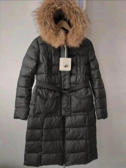 Nový dámský kabát s pravou kožešinou,  bunda vel M - 8