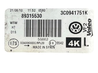 Levý xenon světlo 3C0941751K VW Passat B6 r.v 2008 - 8