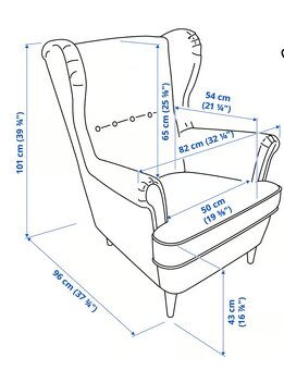 Ikea křeslo ušák a podnožka STRANDMON šedé - 8