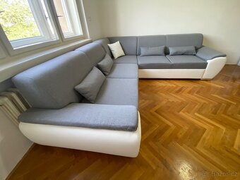 Sedací souprava ROYAL – levá, tmavě šedá/bílá - 8