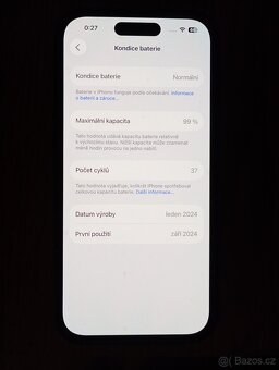 iPhone 15 128GB 99% BATERIE + příslušenství STAV NOVÉHO - 8