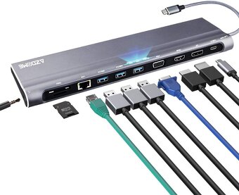 Puv. Cena 2500 - Nová dokovací stanice / rozbočovač USB C - 8