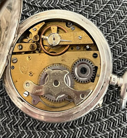 Velké stříbrné kapesní hodinky ROSKOPF s řetězem. - 8